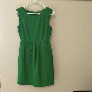 JCrew Kelly green dress - silk & cotton with boat neck/cap sleeve